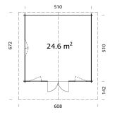 Gartenhaus HELENA 24,6 m2; 530x530 cm; 70mm Wände;...
