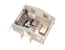 Gartenhaus HELENA 24,6 m2; 530x530 cm; 70mm Wände; ISO; Fußboden - ohne / mit Farbe -