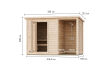 Karibu Saunahaus FINN 2 mit Duschanbau / naturbelassen / inkl. Ofen 9 kW Bio + externe Steuerung EASY / Energiespartür