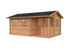 Gartenhaus SUSANNA 12,4 m2, 530x320cm, 44mm Bohlen, ISO, Boden, transparent imprägniert