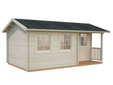 Gartenhaus SUSANNA 12,4 m2, 530x320cm, 44mm Bohlen, ISO, Boden, natur + imprägniert