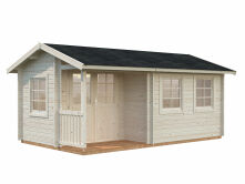 Gartenhaus SUSANNA 12,4 m2, 530x320cm, 44mm Bohlen, ISO, Boden, natur + imprägniert