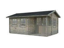 Gartenhaus SUSANNA 12,4 m2, 530x320cm, 44mm Bohlen, ISO, Boden, natur + imprägniert