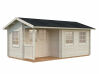 Gartenhaus SUSANNA 12,4 m2, 530x320cm, 44mm Bohlen, ISO, Boden, natur + imprägniert