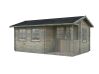 Gartenhaus SUSANNA 12,4 m2, 530x320cm, 44mm Bohlen, ISO, Boden, natur + imprägniert