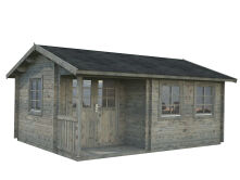 Gartenhaus SUSANNA 16,4 m2, 530x400cm, 44mm Bohlen, ISO, Boden, natur + imprägniert