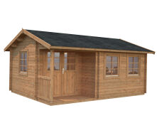 Gartenhaus SUSANNA 16,4 m2, 530x400cm, 44mm Bohlen, ISO, Boden, natur + imprägniert