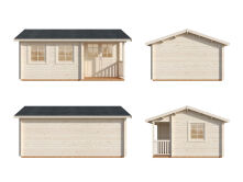 Gartenhaus SUSANNA 16,4 m2, 530x400cm, 44mm Bohlen, ISO, Boden, natur + imprägniert