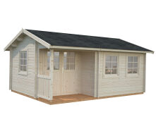 Gartenhaus SUSANNA 16,4 m2, 530x400cm, 44mm Bohlen, ISO, Boden, natur + imprägniert