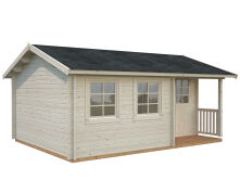 Gartenhaus SUSANNA 16,4 m2, 530x400cm, 44mm Bohlen, ISO, Boden, natur + imprägniert