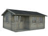 Gartenhaus SUSANNA 16,4 m2, 530x400cm, 44mm Bohlen, ISO, Boden, natur + imprägniert