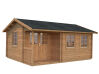 Gartenhaus SUSANNA 16,4 m2, 530x400cm, 44mm Bohlen, ISO, Boden, natur + imprägniert