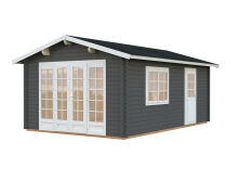 Gartenhaus IRENE 19,0 m2, 380x570cm, ISO, 44mm Doppelnut, Boden - natur und farbig -