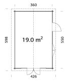 Gartenhaus IRENE 19,0 m2, 380x570cm, ISO, 44mm Doppelnut,...