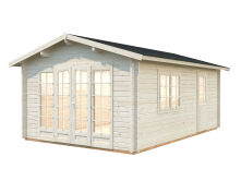 Gartenhaus IRENE 19,0 m2, 380x570cm, ISO, 44mm Doppelnut, Boden - natur und farbig -
