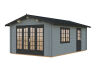 Gartenhaus IRENE 19,0 m2, 380x570cm, ISO, 44mm Doppelnut, Boden - natur und farbig -