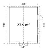 Gartenhaus IRENE 23,9 m2, 470x570cm, 44mm Doppelnut, ISO,...