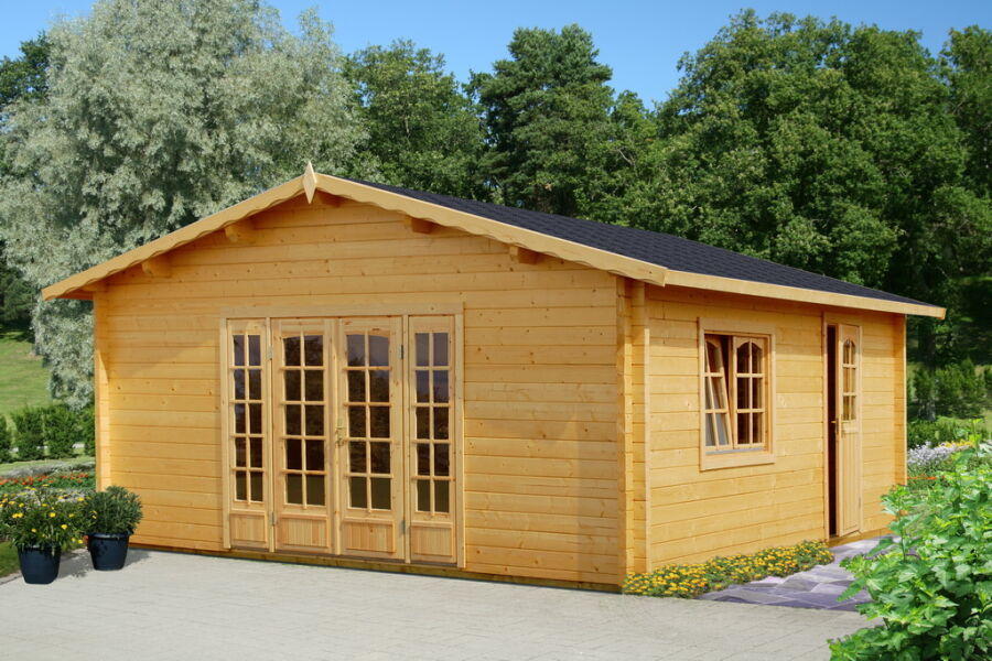 Gartenhaus IRENE 27,7 m2, 560x560 cm, 70mm Bohlen, Fußboden, ISO - natur / farbig -