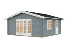 Gartenhaus IRENE 27,7 m2, 560x560 cm, 70mm Bohlen, Fußboden, ISO - natur / farbig -
