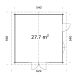 Gartenhaus IRENE 27,7 m2, 560x560 cm, 70mm Bohlen, Fußboden, ISO - natur / farbig -