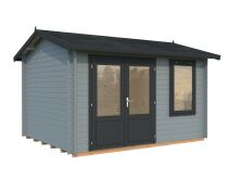 Gartenhaus IRIS 9,6 m2, 380x296cm, 28mm Bohlen, inkl. Fußboden  - natur + farbig -