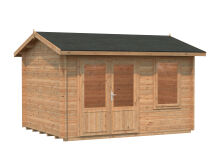 Gartenhaus IRIS 9,6 m2, 380x296cm, 28mm Bohlen, inkl. Fußboden  - natur + farbig -