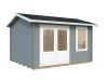Gartenhaus IRIS 9,6 m2, 380x296cm, 28mm Bohlen, inkl. Fußboden  - natur + farbig -