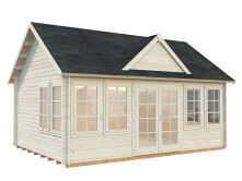 Gartenhaus CLAUDIA 19,4 m2; 550x400cm; 44mm Doppelnut; ISO; Fußboden - natur + farbig -