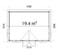 Gartenhaus CLAUDIA 19,4 m2; 550x400cm; 44mm Doppelnut; ISO; Fußboden - natur + farbig -