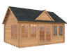 Gartenhaus CLAUDIA 19,4 m2; 550x400cm; 44mm Doppelnut; ISO; Fußboden - natur + farbig -