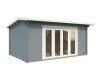 Gartenhaus INES 13,7 m²; 480x300cm; 44mm Doppelnut; inkl. Boden, Falttür - natur + farbig