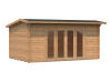 Gartenhaus INES 13,7 m²; 480x300cm; 44mm Doppelnut; inkl. Boden, Falttür - natur + farbig