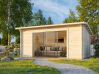 Gartenhaus INES 13,7 m² - 480x300cm, 44mm, inkl. Boden, Schiebetür, lackiert weiß + anthrazit