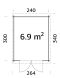 Gartenhaus ELLA 6,9 m²; 260x320cm; 28mm Blockbohlen - natur + farbig -