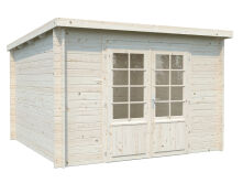 Gartenhaus ELLA 8,7 m²; 320x320 cm, 28mm Bohlen - natur + farbig -