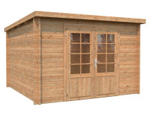 Gartenhaus ELLA 8,7 m²; 320x320 cm, 28mm Bohlen - natur + farbig -