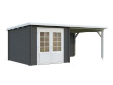 Gartenhaus ELLA 6,9+8,2 m²; 550x320 cm inkl. 300cm Schleppdach - natur + farbig -