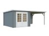Gartenhaus ELLA 6,9+8,2 m²; 550x320 cm inkl. 300cm Schleppdach - natur + farbig -