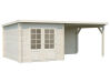 Gartenhaus ELLA 6,9+8,2 m²; 550x320 cm inkl. 300cm Schleppdach - natur + farbig -