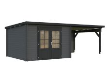 Gartenhaus ELLA 8,7+8,2 m2; 610x320 cm inkl. 300cm Schleppdach - natur + farbig -