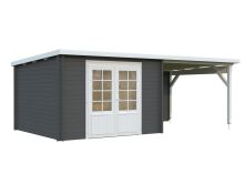 Gartenhaus ELLA 8,7+8,2 m2; 610x320 cm inkl. 300cm Schleppdach - natur + farbig -