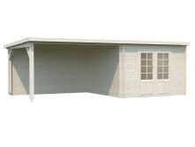 Gartenhaus ELLA 8,7+8,2 m2; 610x320 cm inkl. 300cm Schleppdach - natur + farbig -
