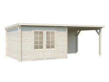 Gartenhaus ELLA 8,7+8,2 m2; 610x320 cm inkl. 300cm Schleppdach - natur + farbig -