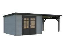 Gartenhaus ELLA 8,7+8,2 m2; 610x320 cm inkl. 300cm Schleppdach - natur + farbig -