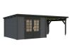 Gartenhaus ELLA 8,7+8,2 m2; 610x320 cm inkl. 300cm Schleppdach - natur + farbig -
