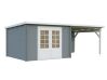 Gartenhaus ELLA 8,7+8,2 m2; 610x320 cm inkl. 300cm Schleppdach - natur + farbig -