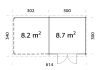 Gartenhaus ELLA 8,7+8,2 m2; 610x320 cm inkl. 300cm Schleppdach - natur + farbig -