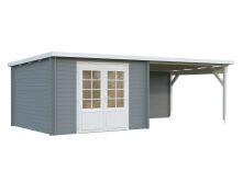 Gartenhaus ELLA 8,7+10,0 m2; 670x320cm inkl. 360cm Schleppdach - natur + farbig -