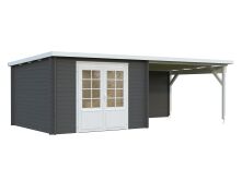 Gartenhaus ELLA 8,7+10,0 m2; 670x320cm inkl. 360cm Schleppdach - natur + farbig -