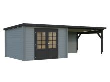 Gartenhaus ELLA 8,7+10,0 m2; 670x320cm inkl. 360cm Schleppdach - natur + farbig -